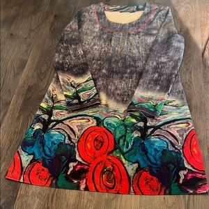 Radzoli Women’s Artistic Multicolor Long Sleeve Small Dress 100% Polyester